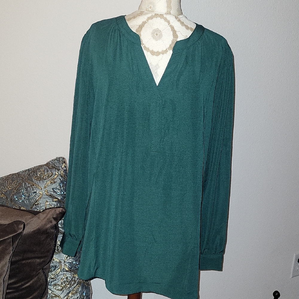 Maurices Deep Teal V-Neck Long Sleeve Tunic